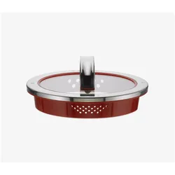 WMF Topfdeckel 16cm Glasdeckel Function 4 Silikon Glas Edelstahl rot, Zubehör Kochgeschirr, Rot, Transparent, Silber