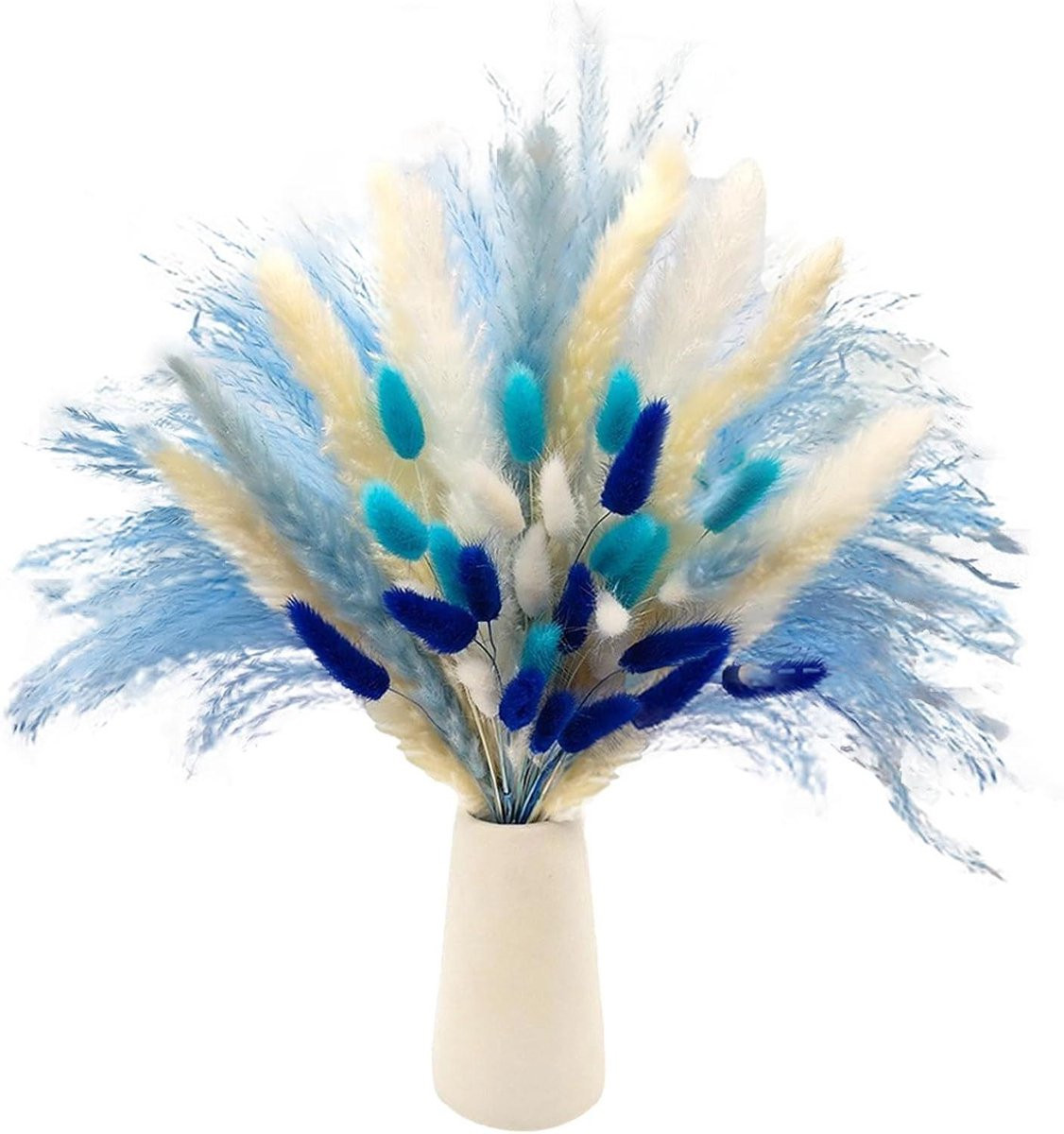 Gedroogd bloemenboeket met blauwe koeienhuid doos - 140 gram