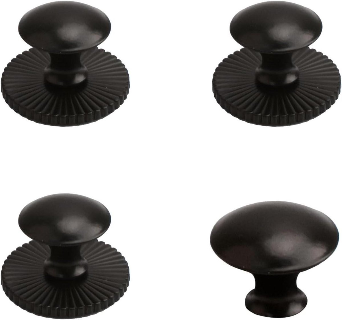 Allecto Premium Ronde kastknoppen 4 stuks, mat zwart, roestvrijstaal