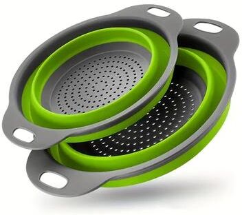 BlastClean Collapsible Silicone Colander With Handle Space Saving Kitchen Colander For Fruits, Vegetables & Pasta green Big