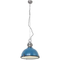 Pendelleuchte Hängelampe Deckenleuchte Esszimmerlampe Metall Glas Blau H 55cm