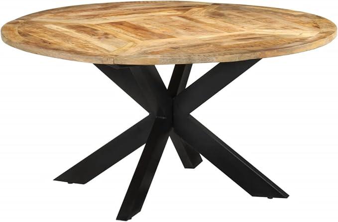 Esstisch Mango Massivholz ?150x76 cm schwarz | Massives Mangoholz, schwarzes Eisen-Gestell, individuelle Maserung