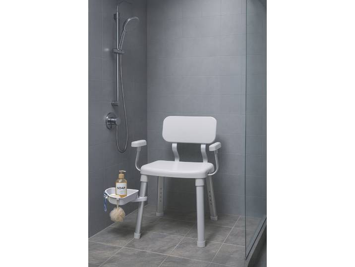 Dusch- und Badhocker BISCHOF Splash Deluxe , weiss (weiß), B:51cm, Duschhocker, Dusch- und Badhocker, mit schwenkbarer Ablage 28x21cm, TÜV-GS