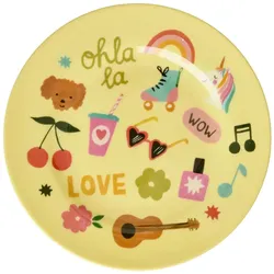 RICE Runder Melamin Kinderteller Unicorn Love, Ø 20 cm