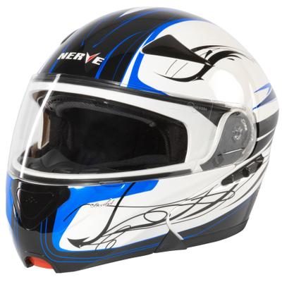 Motorradhelm NERVE "NH5008" Gr. S, schwarz (weiß, blau, schwarz), Helme, S Kopfumfang: 55cm - 56cm