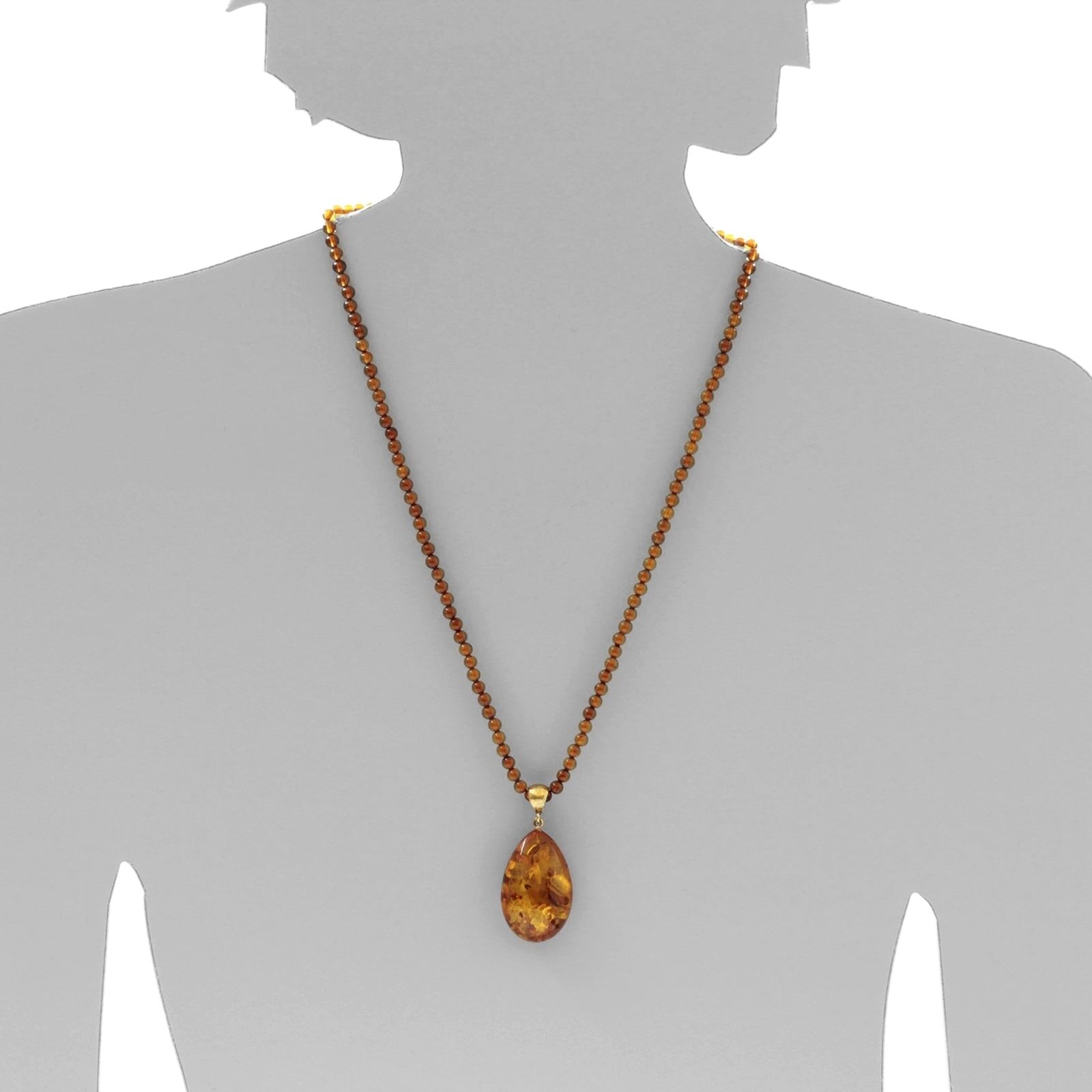 Gliederkette OSTSEE-SCHMUCK "Ostsee-Schmuck Kette mit Anhänger Danielle", braun (weiß, neutral), Halsketten, Damen, 60cm, Bernstein, L: 50, Gliederkette
