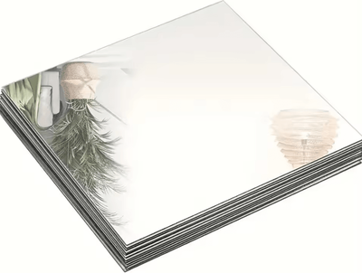 Inspire Curations Acrylic Square Mirror Tray Centerpiece Set For Wedding Table Decor silver 3pcs 20cm
