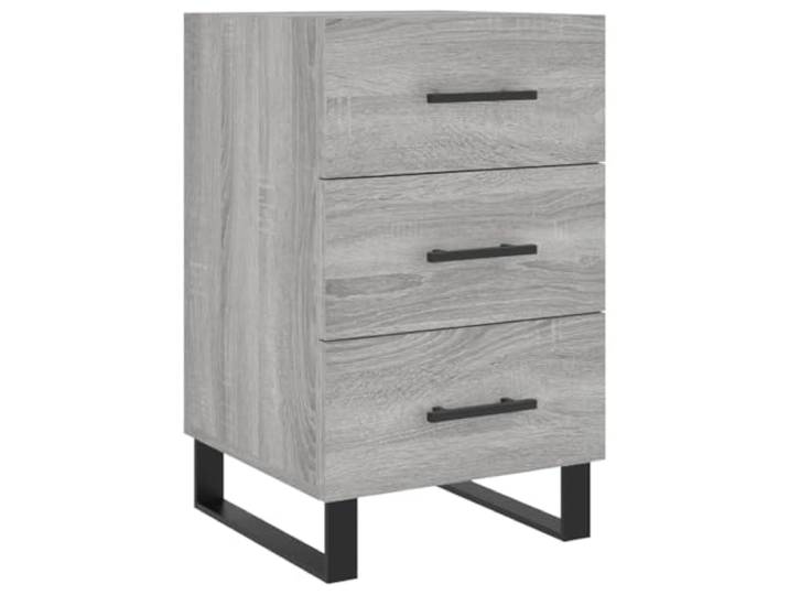 HGLADYU Nachttisch Grau Sonoma 40x40x66 cm mit Schubladen aus Holzwerkstoff und Metallfüßen, moderner Nachtschrank mit Stauraum für Dekoration und persönliche Gegenstände
