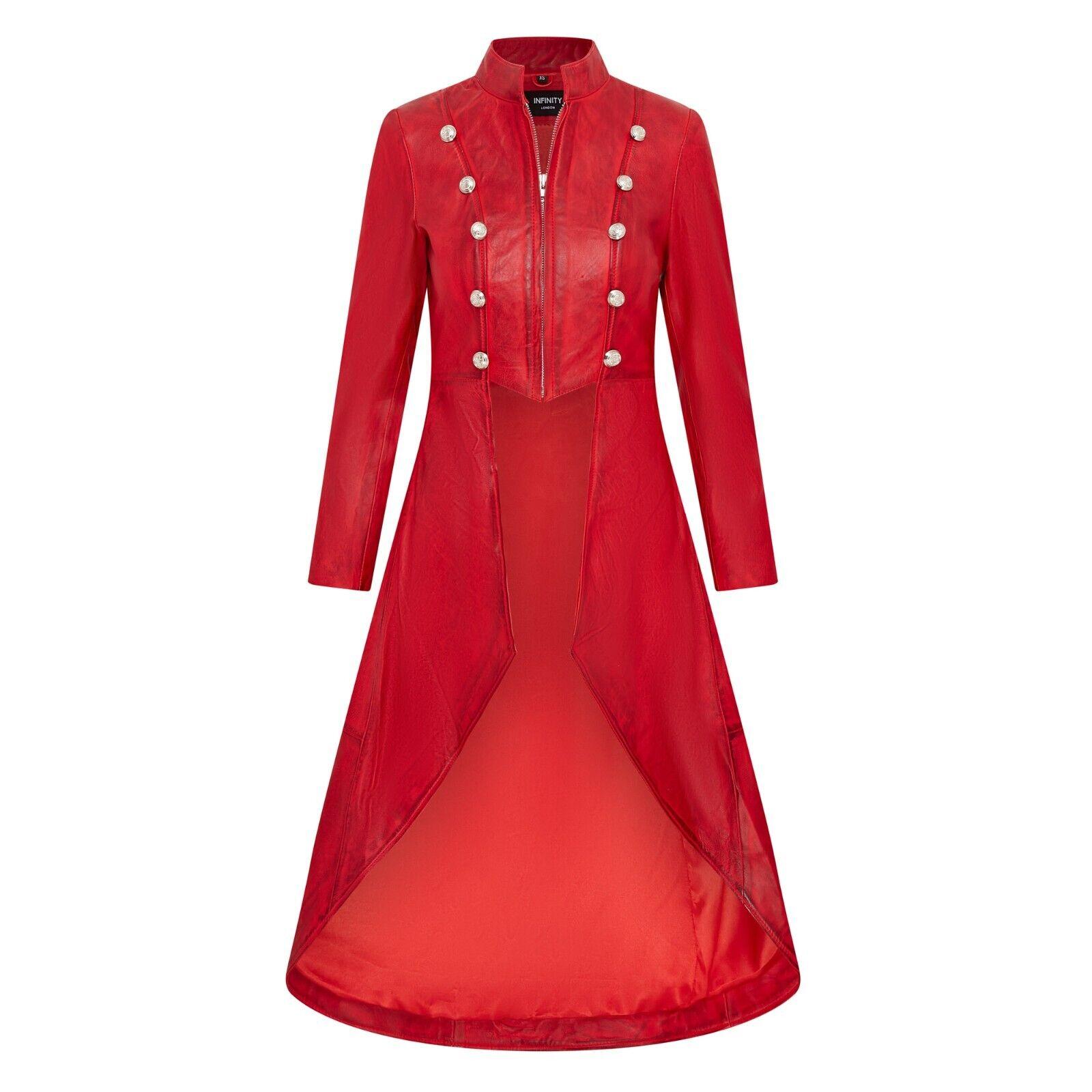 Gothic Edwardiaanse leren damesjas met volledige lengte - Atlanta