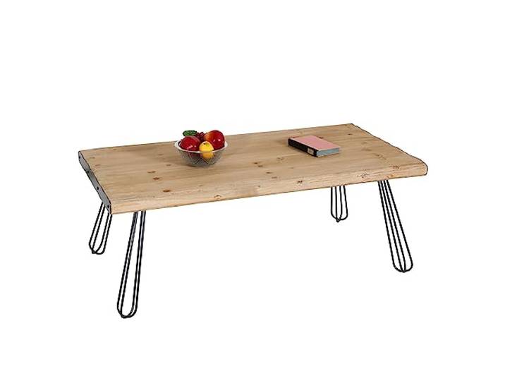 Mendler Couchtisch HWC-L73 Industrial Massiv-Holz120x60cm, Natur