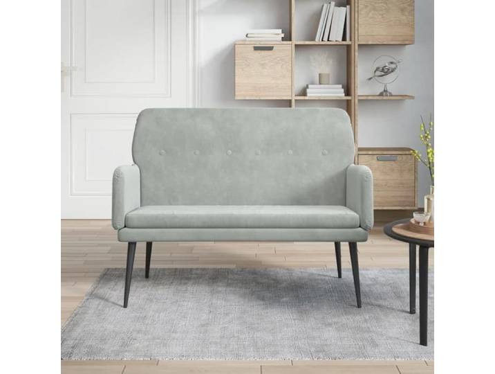 SALE 2026  Banc de bout de lit Gris - Banc Gris clair 108x79x79cm Velours PRO788068612