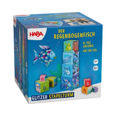 Stapelspielzeug HABA "Stapelturm Glitzer Der Regenbogenfisch", bunt, Stapelspielzeug, Baby