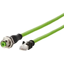 BTR 142MBD25100 Verbindungsleitung M12, D-kodiert 10,0 m, AWG 22/19, Cat.5e, M12 Buch