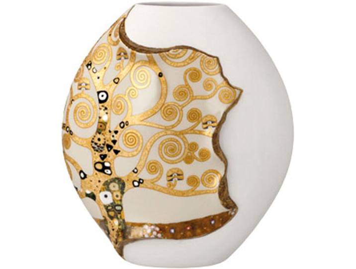 Dekovase GOEBEL Gustav Klimt Der Lebensbaum , gold (bunt), B:12cm H:13,5cm T:7,5cm, Porzellan, Vasen, Dekovase, 31,5 cm