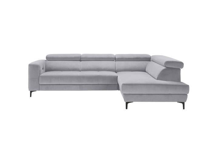 Ecksofa Velours Grauweiss