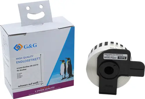 G&G Etiketten Rolle Kompatibel ersetzt Brother DK-22210 29mm x 30.48m Papier Weiß 1 St. Permanent haftend Universal-Etiketten