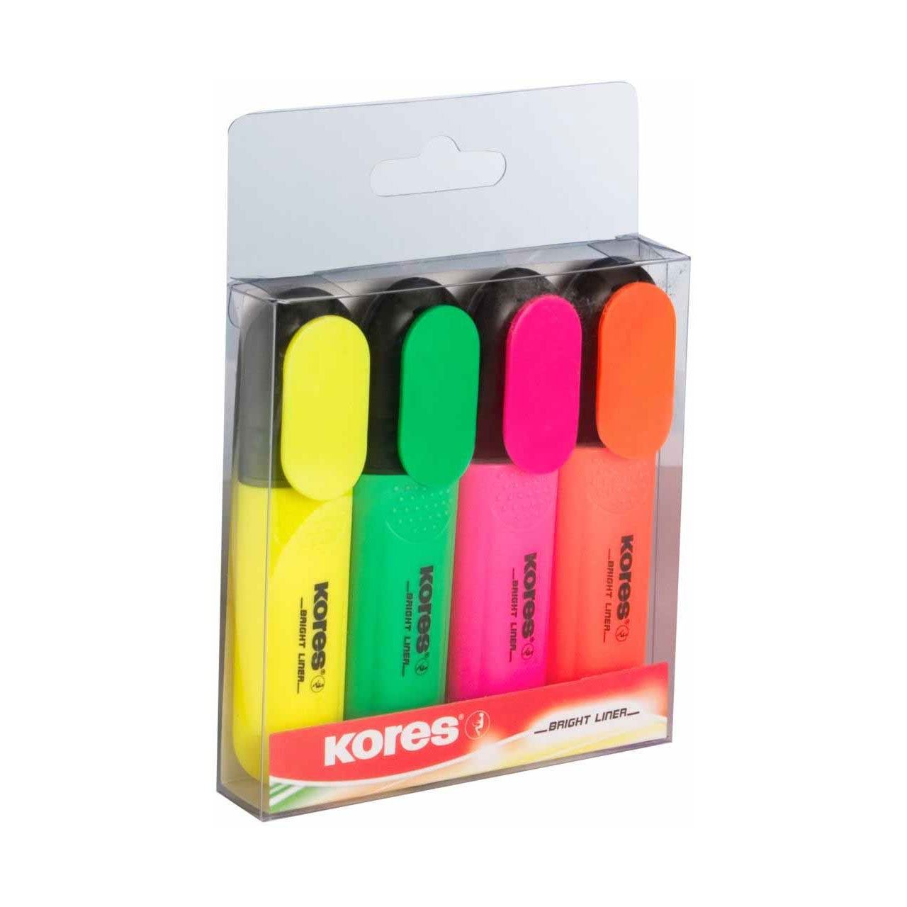 Kores Brightliner Textmarker farbsortiert, 4 St.