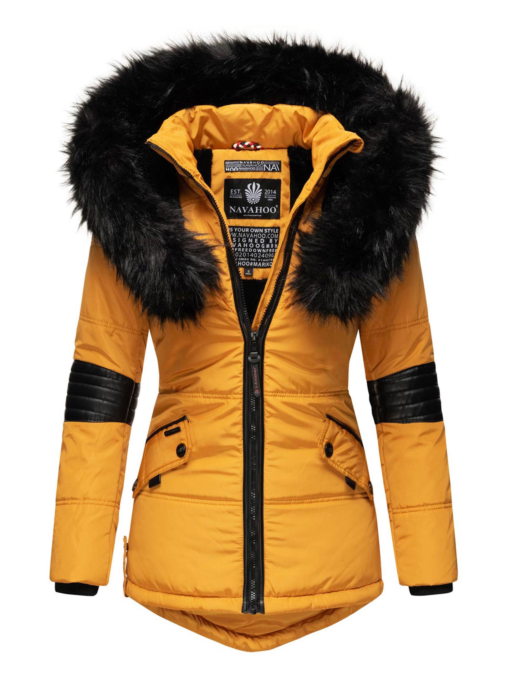 Navahoo Damen Winterjacke Nirvana – Warm, Mit Pompösem Kunstfellkragen & Teddyfellfutter