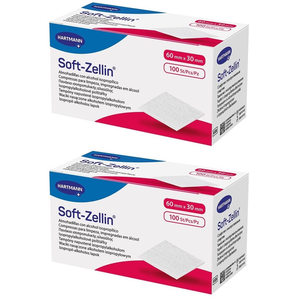 Soft-Zellin Alkoholtupfer 30x60 mm 2x 2x100 St Tupfer