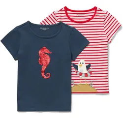 Tchibo - 2 Kinder-T-Shirts mit Applikation - Mädchen - Gr. 98/104 - weiß