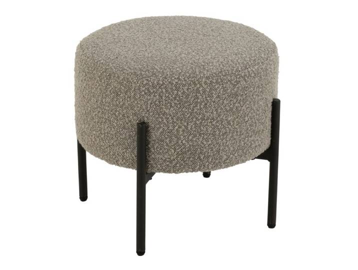 Petit tabouret rond en bois et tissu bouclette Taupe 44x44x41.5 cm