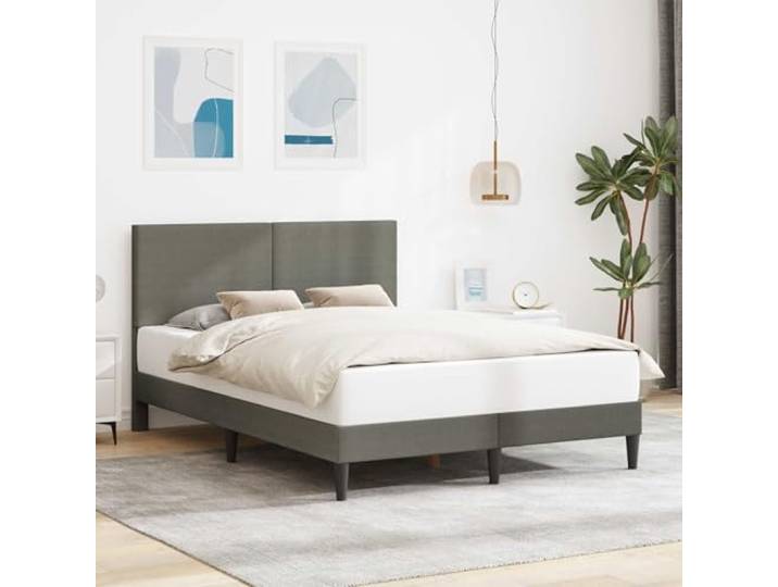 FMPGJLYH Bettgestell mit Kopfteil, Polsterbett 140 x 190 cm, Hellgrau Cord Robustes Lattenrost, Schlanke konische Beine, Stilvolles Cord-Finish