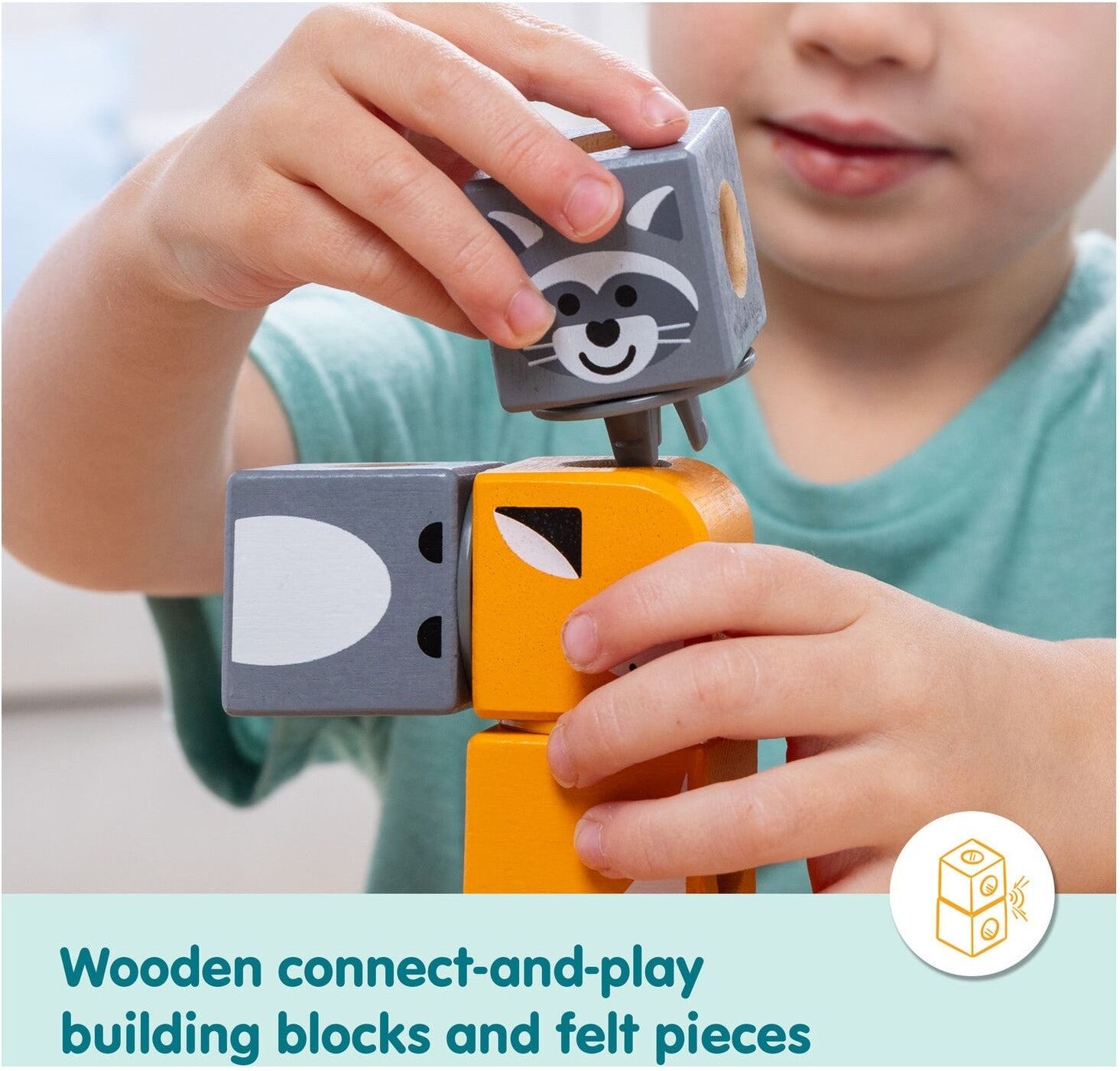 Melissa & Doug Blockables Woodland Friends Wooden Building Set - 16 Pieces for Kids - Develops Fine Motor Skills and Creativity