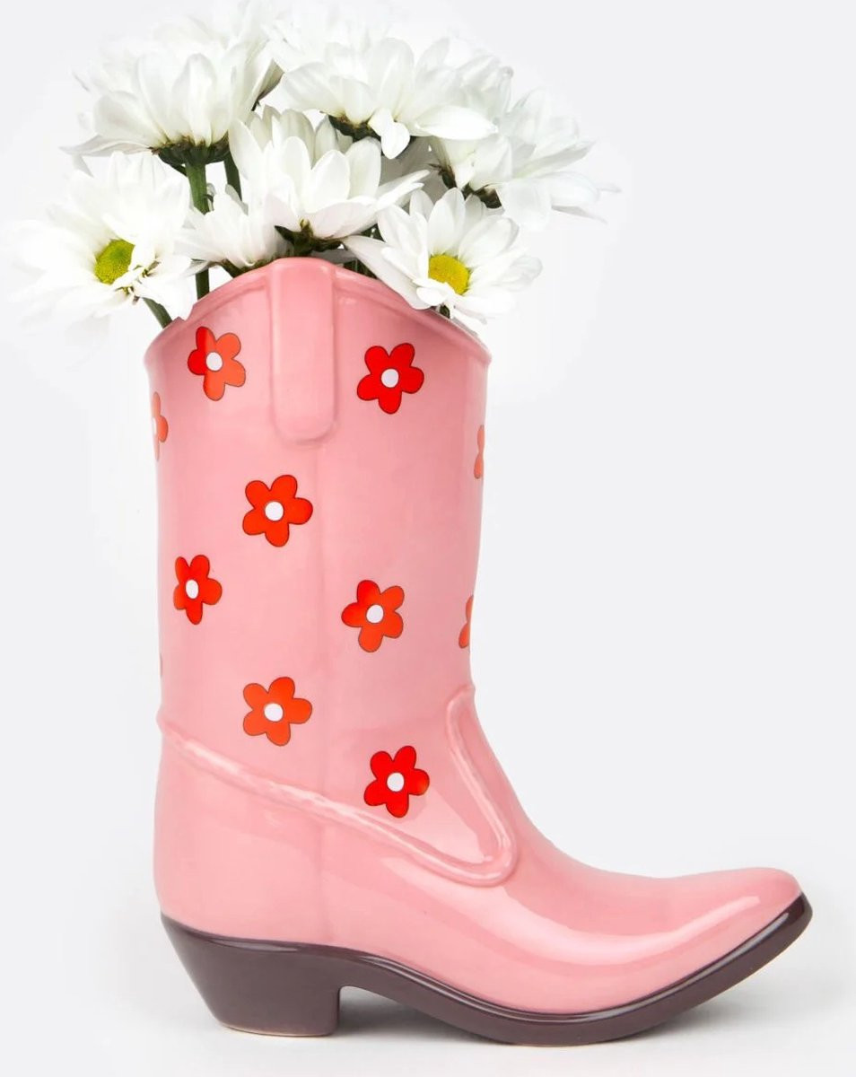 DOIY Rodeo Cowboy Boot Vaas - Roze - Keramiek