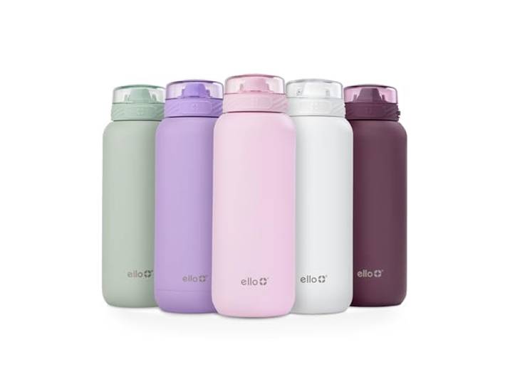 Ello Cooper Isolierte Edelstahl-Wasserflasche mit Strohhalm, 907.2 g, Kaschmir