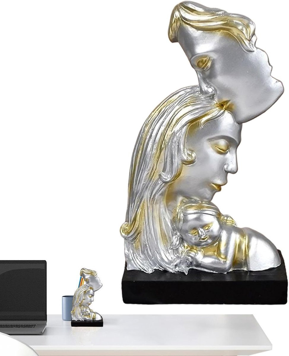 Koppels Kus Sculptuur - Romantisch Beeldje voor Huisdecoratie - Multicolor - B/D/H: 31.5 x 11.5 x 31.5 cm