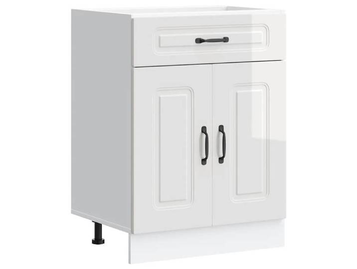 “Winter Sale TOP Placard suisine Blanc - Armoire de cuisine Kalmar blanc brillant bois ingénierie PRO87965