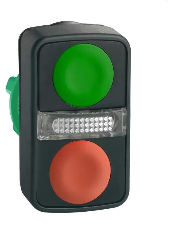Schneider Electric Harmony XB5 Dubbele Drukknop met Indicatorlamp, Groen en Rood, 22mm