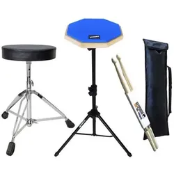 keepdrum DP-BL8 Pad Blau mit Stativ mit Hocker mit Sticks, Schlagzeug Zubehör, Blau