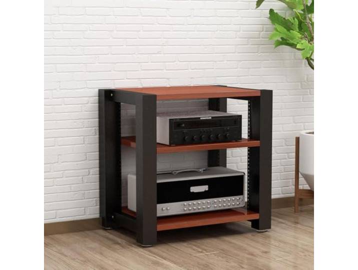Hifi Rack Stereo-Rack Audio-Rack aus Massivholz und Metall, offenes Gestell 2/3/4/5-stufig mit absorbierenden Füßen, geeignet für Wohnzimmer, Spielzimmer und Schlafzimmer(B,23.6*20*23.6IN)