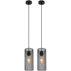 Hängeleuchte Pendelleuchte Metall schwarz Käfig Wohnzimmer Lampe Deckenleuchte im Käfig Design, Gitterform, 1x E27, DxH 12x120 cm, 2er Set