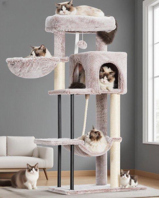 Famanu Katzenbaum - Vielseitig mit Kratzmöglichkeiten - 110 cm hoch - Mehrfarbig