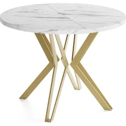ESSTISCH Daisy runder ausziehbarer, Marmor Weiß 120-200/100/76 cm