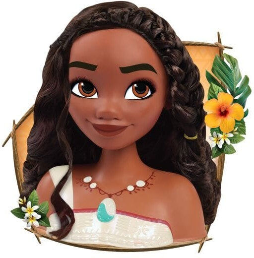 Disney Princess Moana Styling Head for Kids, 8-Inch Hair Play, Includes 7 Accessories