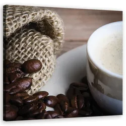 WANDBILD kaffeebohnen und tasse