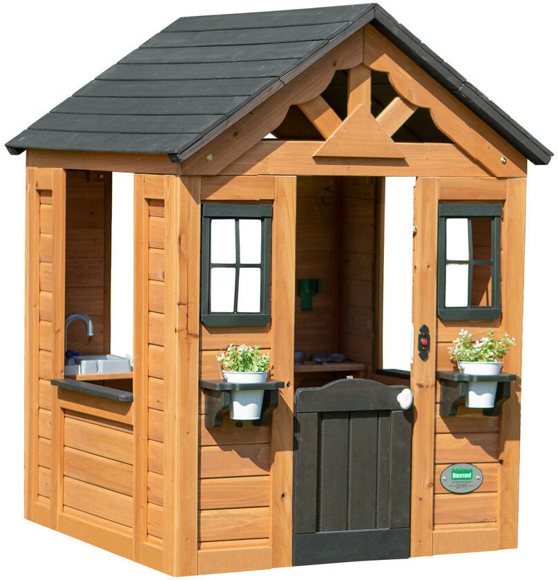 Backyard Discovery Sweetwater 100% Cedar Wood Outdoor Garden Playhouse with Kitchen Accessories & Easy Assembly Tan 5