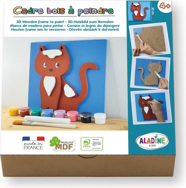 Aladine 3D malset van MDF - Kat - Creatief knutselspeelgoed