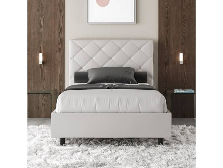 Lit double - LIBEROSHOPPING - 140x210 - Couleur blanche -