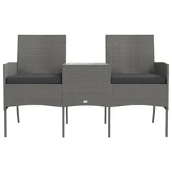 2-Sitzer Gartensofa mit Teetisch Poly Rattan | vidaXL : Farbe - Anthrazit