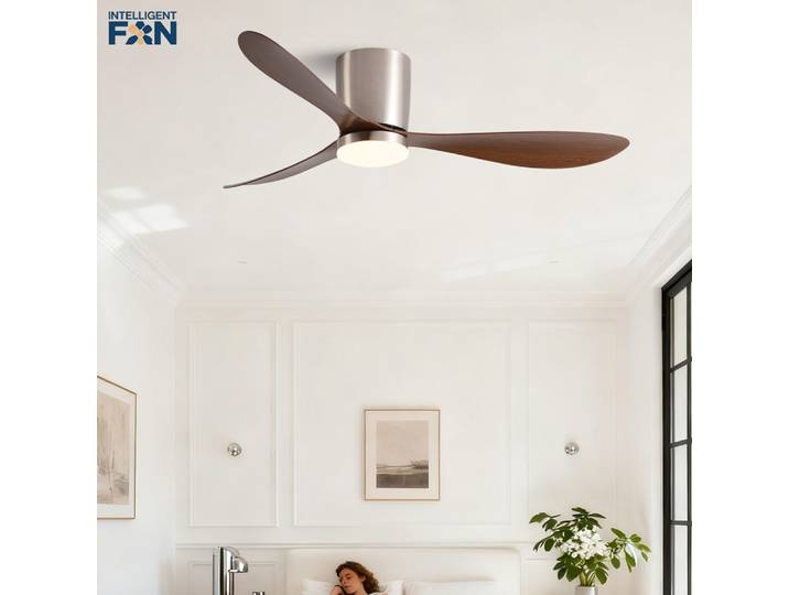 Ventilateur de plafond à moteur DC à profil bas, 36/42/52 pouces, avec éclairage LED et télécommande - Offre silencieuse à 6 vitesses pour chambre, café, maison, hôtel