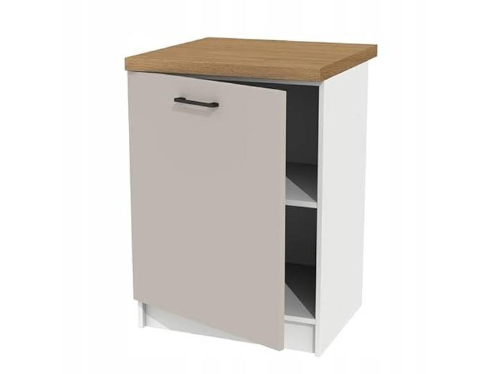 Laclar Unterschrank Küche 60 cm mit Arbeitsplatte - Steineiche Design - universelle Frontöffnung ideal für Küchen - einfache Montage - funktionales Design