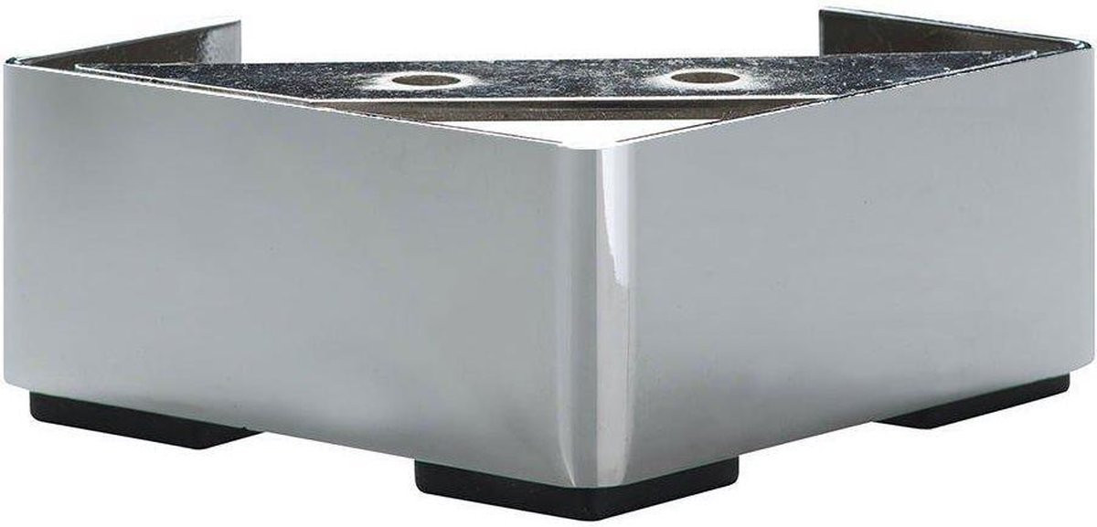FLE Stalen meubelpoot chroom vierkant B/D/H: 10 x 10 x 4,5 cm
