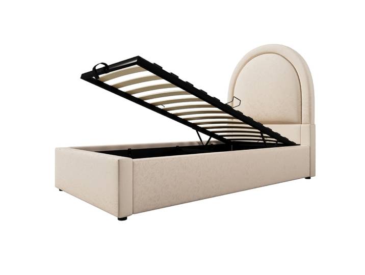 Lit enfant en métal beige avec rangement 90 x 190 cm