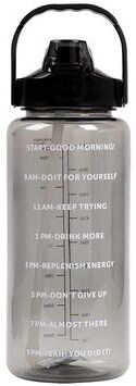 Perfect Picks Market Liter Water Bottle With Straw And Time Marker For Fitness Hydration black 2000ml