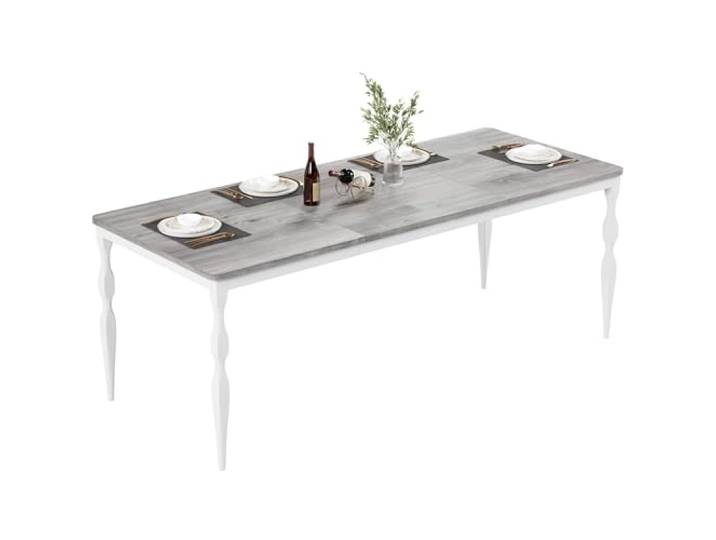 Rechteckiger Massivholztisch 180 cm Großer Esstisch Für 6 Personen Stabile Beine, rustikales Design, ideal für Esszimmer & Küche – Perfekt für Familien & Dinnerpartys, Braun/Grau