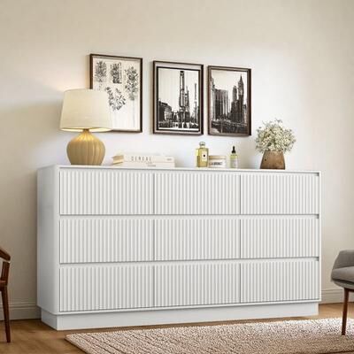 ZWYO HOSIMU "59.1"" Wide 9-Drawer Dresser with Handle-Free Design and Spacious Storage Drawers"